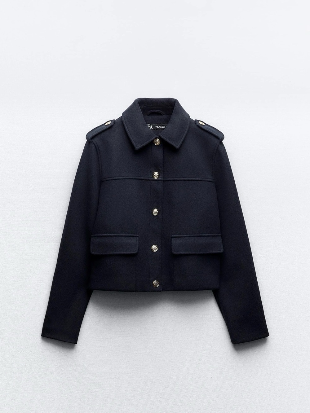 Zara Black Military-Style Button Jacket